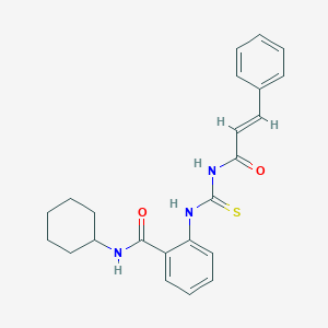 molecular formula C23H25N3O2S B319112 2-{[(cinnamoylamino)carbothioyl]amino}-N-cyclohexylbenzamide 