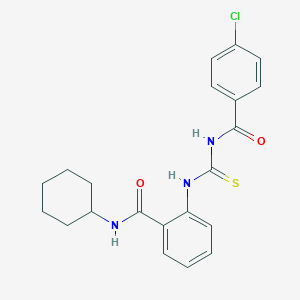 molecular formula C21H22ClN3O2S B319115 2-({[(4-chlorobenzoyl)amino]carbothioyl}amino)-N-cyclohexylbenzamide 