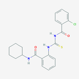 molecular formula C21H22ClN3O2S B319116 2-chloro-N-{[2-(cyclohexylcarbamoyl)phenyl]carbamothioyl}benzamide 