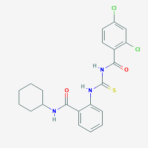 molecular formula C21H21Cl2N3O2S B319117 2,4-dichloro-N-{[2-(cyclohexylcarbamoyl)phenyl]carbamothioyl}benzamide 