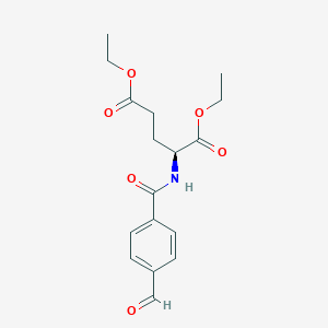 molecular formula C17H21NO6 B3191643 L-Glutamic acid, N-(4-formylbenzoyl)-, diethyl ester CAS No. 56277-36-2