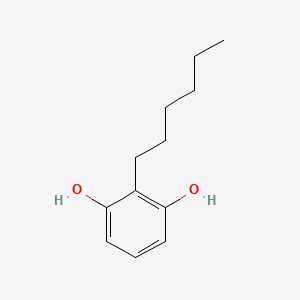 molecular formula C12H18O2 B3191693 2-Hexyl-1,3-benzenediol CAS No. 5673-09-6
