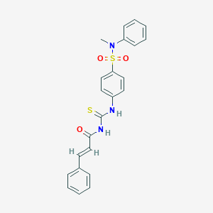 molecular formula C23H21N3O3S2 B319188 4-{[(cinnamoylamino)carbothioyl]amino}-N-methyl-N-phenylbenzenesulfonamide 