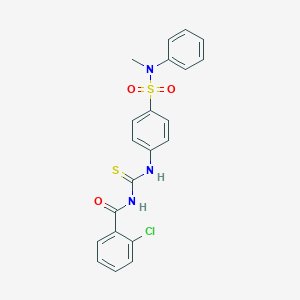 molecular formula C21H18ClN3O3S2 B319192 2-chloro-N-({4-[methyl(phenyl)sulfamoyl]phenyl}carbamothioyl)benzamide 