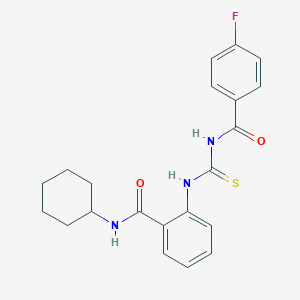 molecular formula C21H22FN3O2S B319199 N-cyclohexyl-2-({[(4-fluorobenzoyl)amino]carbothioyl}amino)benzamide 