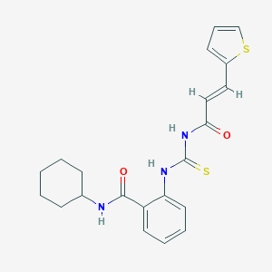 molecular formula C21H23N3O2S2 B319200 N-cyclohexyl-2-[({[3-(2-thienyl)acryloyl]amino}carbothioyl)amino]benzamide 