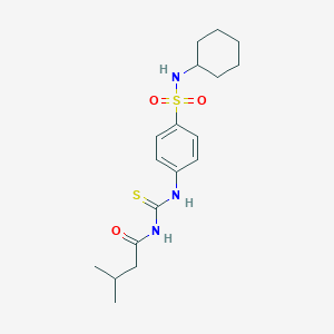 molecular formula C18H27N3O3S2 B319214 N-{[4-(cyclohexylsulfamoyl)phenyl]carbamothioyl}-3-methylbutanamide 