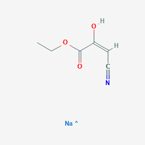 molecular formula C6H7NNaO3 B3192437 2-丙烯酸，3-氰基-2-羟基-，乙酯，钠盐，(2E)- CAS No. 627076-29-3