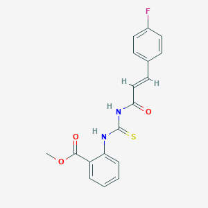 molecular formula C18H15FN2O3S B319247 Methyl 2-[({[3-(4-fluorophenyl)acryloyl]amino}carbothioyl)amino]benzoate 