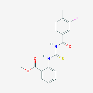 molecular formula C17H15IN2O3S B319248 Methyl 2-({[(3-iodo-4-methylbenzoyl)amino]carbothioyl}amino)benzoate 