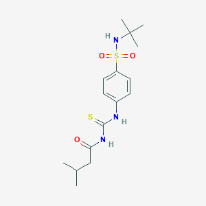 molecular formula C16H25N3O3S2 B319260 N-(tert-butyl)-4-({[(3-methylbutanoyl)amino]carbothioyl}amino)benzenesulfonamide 