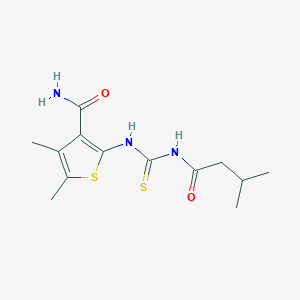 molecular formula C13H19N3O2S2 B319263 4,5-Dimethyl-2-{[(3-methylbutanoyl)carbamothioyl]amino}thiophene-3-carboxamide 