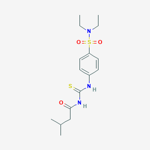 molecular formula C16H25N3O3S2 B319268 N,N-diethyl-4-({[(3-methylbutanoyl)amino]carbothioyl}amino)benzenesulfonamide 
