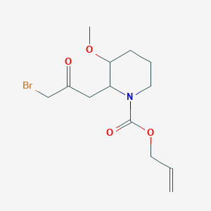molecular formula C13H20BrNO4 B3192684 2-(3-溴-2-氧代丙基)-3-甲氧基-1-哌啶甲酸2-丙烯酯 CAS No. 64544-00-9