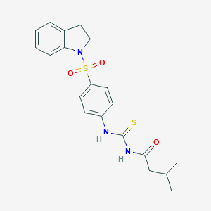 molecular formula C20H23N3O3S2 B319273 N-{[4-(2,3-dihydro-1H-indol-1-ylsulfonyl)phenyl]carbamothioyl}-3-methylbutanamide 