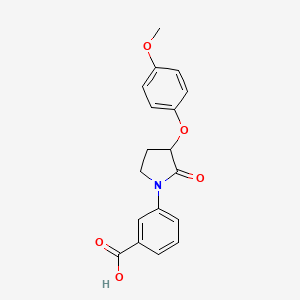 molecular formula C18H17NO5 B3192731 3-(3-(4-Methoxyphenoxy)-2-oxopyrrolidin-1-yl)benzoic acid CAS No. 649774-25-4
