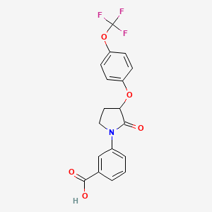 molecular formula C18H14F3NO5 B3192743 Benzoic acid, 3-[2-oxo-3-[4-(trifluoromethoxy)phenoxy]-1-pyrrolidinyl]- CAS No. 649774-30-1