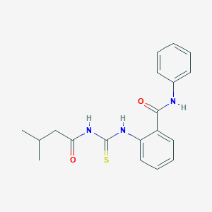 molecular formula C19H21N3O2S B319280 2-[[[(3-methyl-1-oxobutyl)amino]-sulfanylidenemethyl]amino]-N-phenylbenzamide 