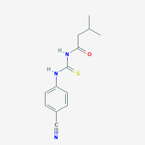 molecular formula C13H15N3OS B319281 N-[(4-cyanophenyl)carbamothioyl]-3-methylbutanamide 