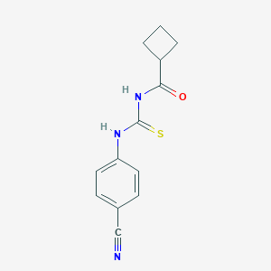 molecular formula C13H13N3OS B319291 N-[(4-cyanophenyl)carbamothioyl]cyclobutanecarboxamide 