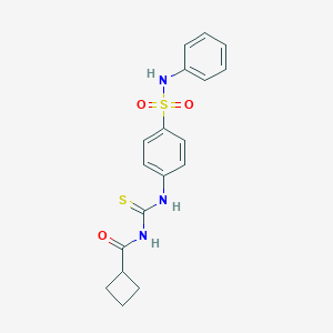molecular formula C18H19N3O3S2 B319297 N-{[4-(phenylsulfamoyl)phenyl]carbamothioyl}cyclobutanecarboxamide 