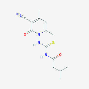 molecular formula C14H18N4O2S B319300 N-(3-cyano-4,6-dimethyl-2-oxo-1(2H)-pyridinyl)-N'-(3-methylbutanoyl)thiourea 