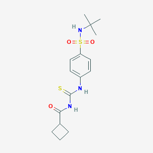 molecular formula C16H23N3O3S2 B319304 N-(tert-butyl)-4-({[(cyclobutylcarbonyl)amino]carbothioyl}amino)benzenesulfonamide 