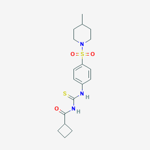 molecular formula C18H25N3O3S2 B319308 N-({4-[(4-methylpiperidin-1-yl)sulfonyl]phenyl}carbamothioyl)cyclobutanecarboxamide 