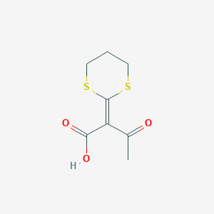 molecular formula C8H10O3S2 B3193129 Butanoic acid, 2-(1,3-dithian-2-ylidene)-3-oxo- CAS No. 682360-46-9