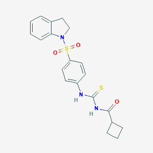 molecular formula C20H21N3O3S2 B319313 N-{[4-(2,3-dihydro-1H-indol-1-ylsulfonyl)phenyl]carbamothioyl}cyclobutanecarboxamide 
