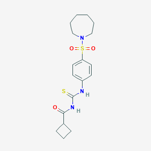 molecular formula C18H25N3O3S2 B319314 N-[4-(1-azepanylsulfonyl)phenyl]-N'-(cyclobutylcarbonyl)thiourea 