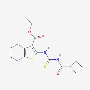 molecular formula C17H22N2O3S2 B319316 Ethyl 2-{[(cyclobutylcarbonyl)carbamothioyl]amino}-4,5,6,7-tetrahydro-1-benzothiophene-3-carboxylate 