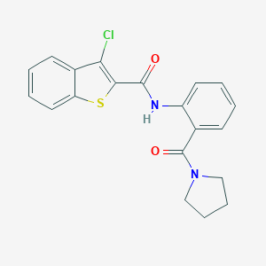 molecular formula C20H17ClN2O2S B319320 3-chloro-N-[2-(1-pyrrolidinylcarbonyl)phenyl]-1-benzothiophene-2-carboxamide 