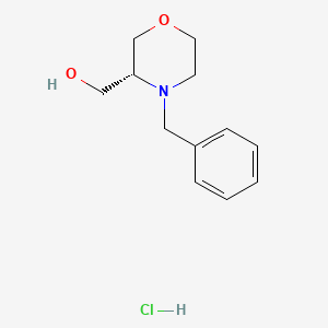molecular formula C12H18ClNO2 B3193425 3-Morpholinemethanol, 4-(phenylmethyl)-, hydrochloride, (3R)- CAS No. 714971-27-4