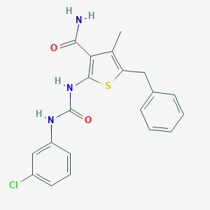 molecular formula C20H18ClN3O2S B319384 5-Benzyl-2-{[(3-chloroanilino)carbonyl]amino}-4-methyl-3-thiophenecarboxamide 