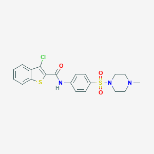 molecular formula C20H20ClN3O3S2 B319396 3-chloro-N-{4-[(4-methyl-1-piperazinyl)sulfonyl]phenyl}-1-benzothiophene-2-carboxamide 
