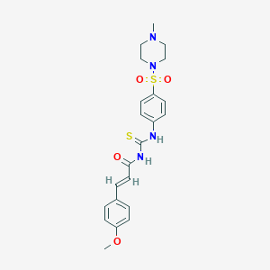 molecular formula C22H26N4O4S2 B319414 N-[3-(4-methoxyphenyl)acryloyl]-N'-{4-[(4-methyl-1-piperazinyl)sulfonyl]phenyl}thiourea 