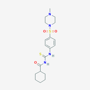 molecular formula C19H28N4O3S2 B319418 N-[({4-[(4-methyl-1-piperazinyl)sulfonyl]phenyl}amino)carbonothioyl]cyclohexanecarboxamide 