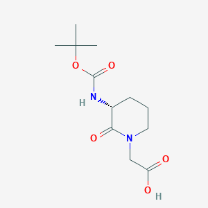 molecular formula C12H20N2O5 B3194282 (R)-2-(3-(tert-butoxycarbonylamino)-2-oxopiperidin-1-yl)acetic acid CAS No. 82611-51-6