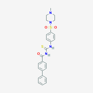 molecular formula C25H26N4O3S2 B319432 N-({4-[(4-methylpiperazin-1-yl)sulfonyl]phenyl}carbamothioyl)biphenyl-4-carboxamide 