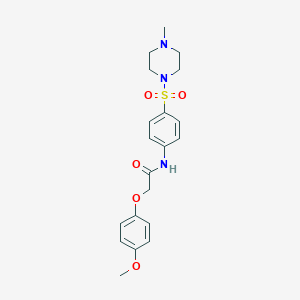 molecular formula C20H25N3O5S B319434 2-(4-methoxyphenoxy)-N-{4-[(4-methyl-1-piperazinyl)sulfonyl]phenyl}acetamide 