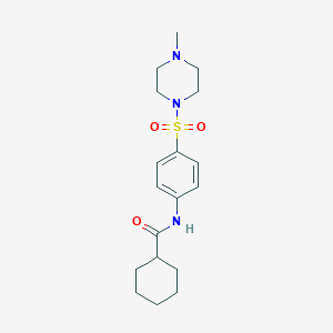molecular formula C18H27N3O3S B319443 N-{4-[(4-methyl-1-piperazinyl)sulfonyl]phenyl}cyclohexanecarboxamide 