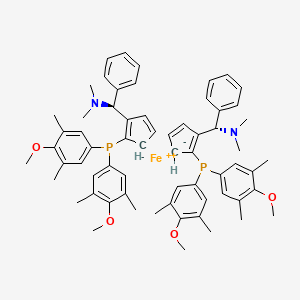 molecular formula C64H74FeN2O4P2 B3194492 Iron(2+) bis{2-[bis(4-methoxy-3,5-dimethylphenyl)phosphanyl]-1-[(R)-(dimethylamino)(phenyl)methyl]cyclopenta-2,4-dien-1-ide} CAS No. 849925-12-8