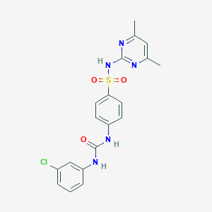 molecular formula C19H18ClN5O3S B319450 4-{[(3-chloroanilino)carbonyl]amino}-N-(4,6-dimethyl-2-pyrimidinyl)benzenesulfonamide 