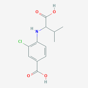 molecular formula C12H14ClNO4 B3194545 Benzoic acid, 4-[(1-carboxy-2-methylpropyl)amino]-3-chloro- CAS No. 85236-41-5