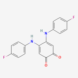 molecular formula C18H12F2N2O2 B3194589 4,5-Bis(4-fluoroanilino)cyclohexa-3,5-diene-1,2-dione CAS No. 854-17-1