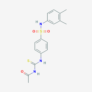 molecular formula C17H19N3O3S2 B319465 N-({4-[(3,4-dimethylphenyl)sulfamoyl]phenyl}carbamothioyl)acetamide 