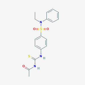 molecular formula C17H19N3O3S2 B319466 N-({4-[ethyl(phenyl)sulfamoyl]phenyl}carbamothioyl)acetamide 