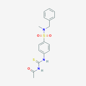 molecular formula C17H19N3O3S2 B319468 N-{[(4-{[benzyl(methyl)amino]sulfonyl}phenyl)amino]carbonothioyl}acetamide 