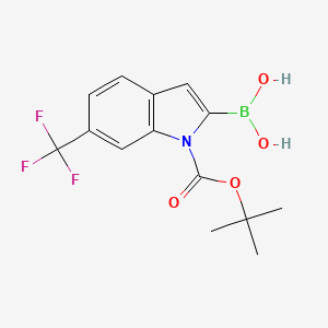 molecular formula C14H15BF3NO4 B3194956 1H-Indole-1-carboxylic acid, 2-borono-6-(trifluoromethyl)-, 1-(1,1-dimethylethyl) ester (9CI) CAS No. 875558-27-3